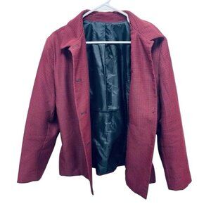 Fashion Star Blazer Jacket Size 16 Women’s Houndstooth Red Button Up Long Sleeve